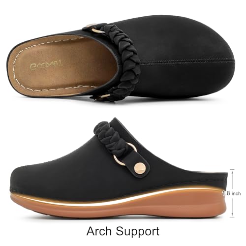 Image of Comfortable Clogs for Women Closed Toe Mules Slip On - Summer Casual Womens Clogs Mules Backless Arch Support Wedge Platform Sandals All-Day
