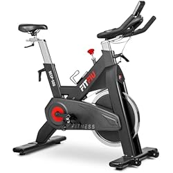 Fitfiu 900W FITFIU Fitness BESP-500 - Bicicleta Indoor con resistencia regulable con disco inercia 24kg, Bici entrenamiento Fitness con sillín ajustable, Pulsómetro y pantalla LCD