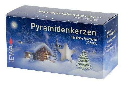 Jeka White 14mm Diameter Pyramidenkerzen German Candles, Set of 50