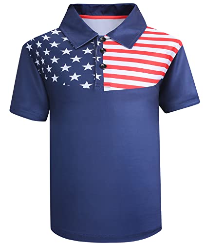 Jacketown Boys 4Th Of July Shirt American Flag Polo Shirts Patriotic Tees Navy Blue Xl #TOP2