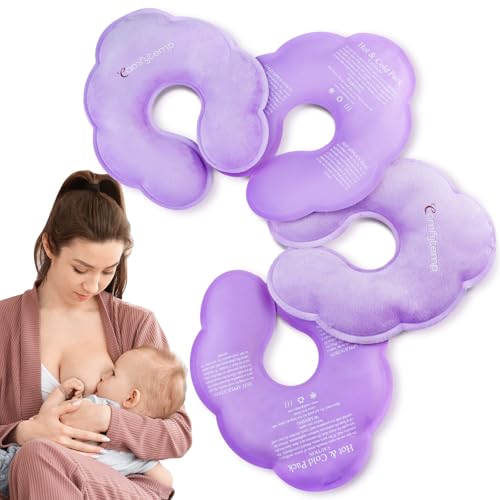 Image of Comfytemp Breast Ice Packs, FSA Eligible HSA, Breastfeeding Therapy Packs, Larger Dual-Sided Hot & Cold Breast Gel Ice Pads, Reusable Nursing Pads Breastfeeding Postpartum Essentials, 4Pack