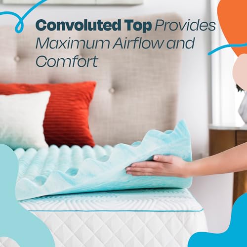Image of Linenspa 3 Inch Gel Memory Foam Mattress Topper - Egg Crate Style, Reversible for two feels - Promotes Airflow & Relieves Pressure Points - California King