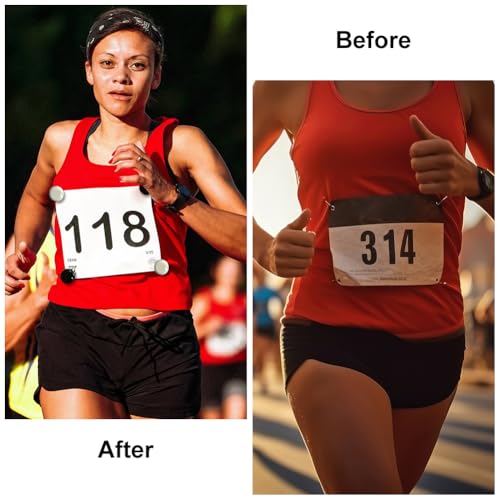 Startnummernhalter, 4 Stück Startnummernmagnete,Startnummernband Startnummer Magnete,Startnummer Befestigung,Startnummernbefestigungsschnallen,für Einsatz bei Marathon, Halbmarathon (Weiß, schwarz)