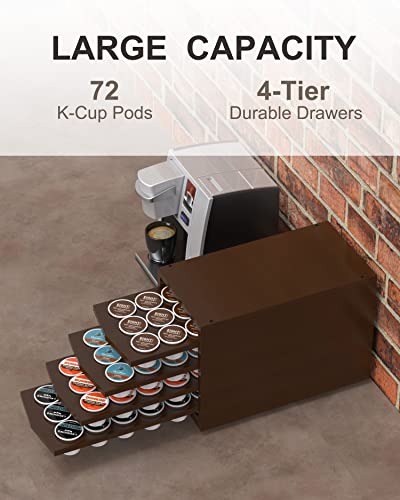Well Weng Coffee Pod Holder Compatible With 72 K-Cup Pods,4-Tier Pod Drawers (Brown) #TOP1