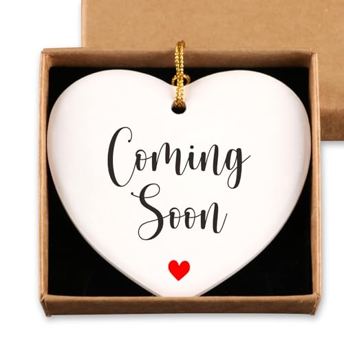 Image of Coming Soon New Baby Announcement to Family Ideas Christmas Ornament Keepsake Sign Heart Plaque Expecting Parents to Be Unique Gifts Pregnancy Announcement for Husband Wife Grandparents