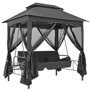 KOIECETA Pavillon Umwandelbare Gartenschaukel mit Bettfunktion