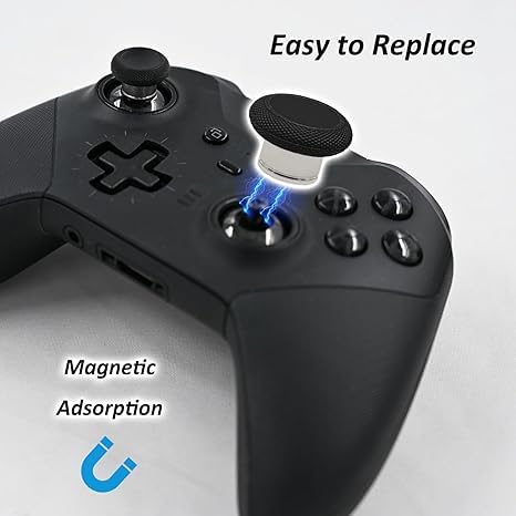 Image of 2 Pcs Metal Short Thumbsticks Replacement for Xbox Elite Series 2 Controllers,Short Concave Magnetic Analog Joysticks for Xbox Elite Series 2 Core Standard Height Thumbsticks(Black)
