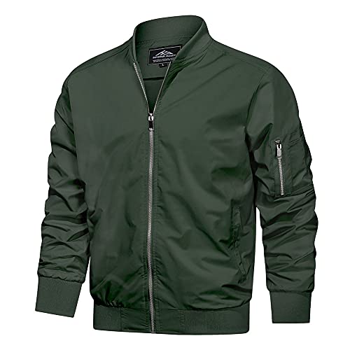 Hjwwin Men's Slim Fit Lightweight Softshell Flight Bomber Jacket Spring Fall Coat With Pockets #TOP8