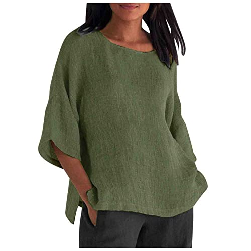 Blusas De Mujer Elegantes Basica Verano Camisetas Manga 3/4 Mujer Rebajas Elegantes T Shirts Blusas Cuello Redondo Ropa Mujer Talla Grande Tshirt Compra Online Verde del ejército XL