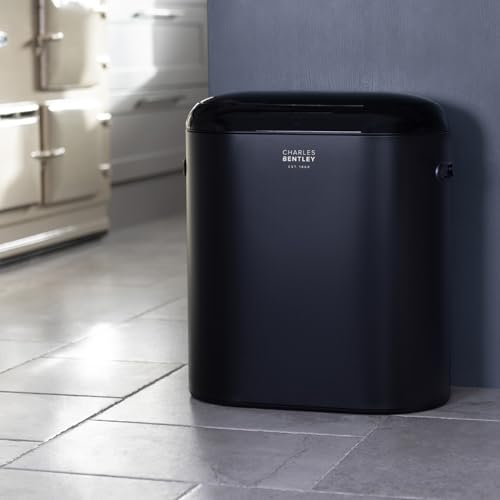 CHARLES BENTLEY Kitchen Bin, 40 Litre, Black, Sensor Bin, Food Bin, Rubbish Bin, Bins for Kitchen, Waste Bin, Black Bin, Auto Close, Battery Operated, Smart Sensor, Smart Bin, Steel (51.1x45.7x24.5cm)