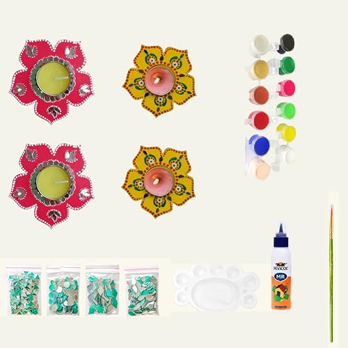 Image of Flower Diya Ganesh chaturthi Decor Tea Light Candle Holders, ganpati Decor