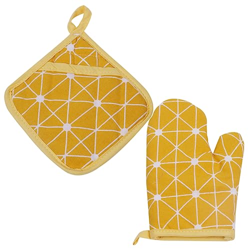 COLLBATH 4pcs Cotton Material Insulated Glove Pads Microwave Oven Heat Resistant Mitts Hanging Hole Kitchen Supplies for Women Men