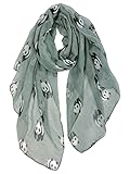 GERINLY Cute Pandas Print Wrap Scarfs for Women Gifts for Panda Bear Lovers (Light Grey)