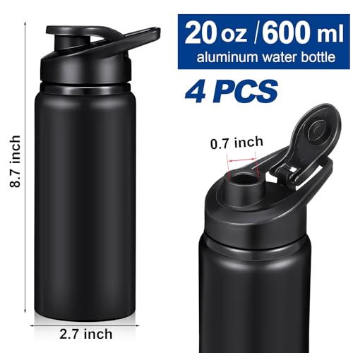 CHENGU 4-Pack Aluminum Water Bottles 20 Oz - Lightweight, Leak Proof With Snap Lid For Gym & Travel - View #7