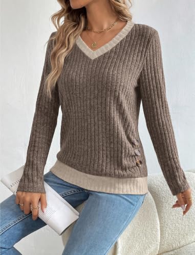 Sampeel Fall Outfits for Women 2026 Cowgirl Long Sleeve Shirts Brown L - image 4