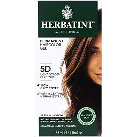 Herbatint Permanent Herbal Haircolor Gel, 5D Light Golden Chestnut, 4.56 Ounce Cover