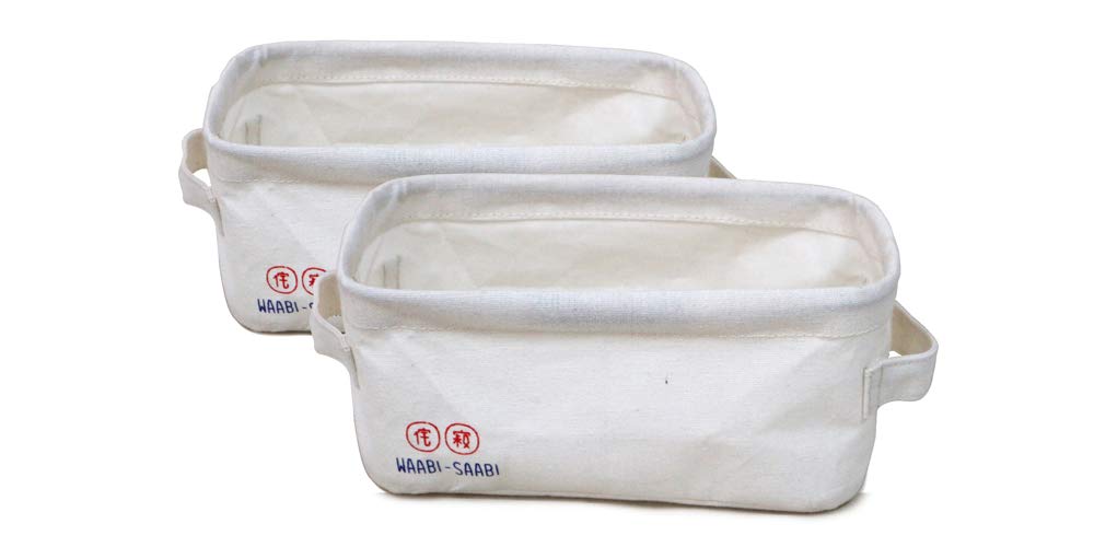 WAABI-SAABI Mishima WS-10005 Terrycloth Canvas Storage Baskets, Standard, Off-white -Set of 2 Pack- Off-white