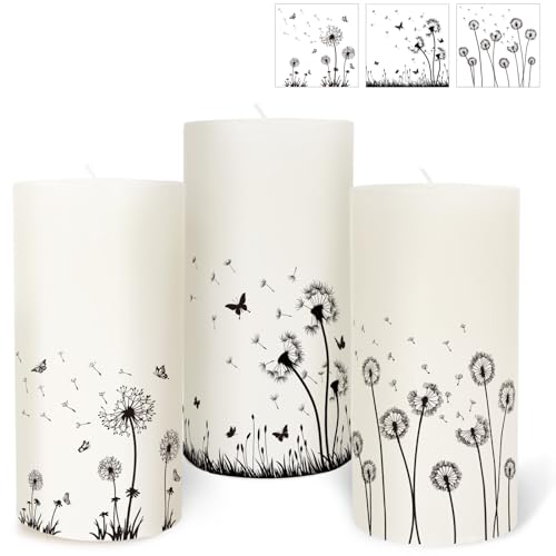 MEJOSER 3 Blatt Kerzentattoos Pusteblume 15x15cm Kerzenfolie...