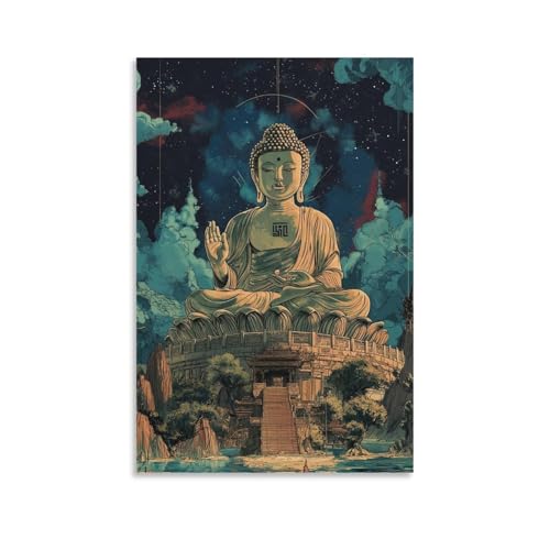 Affiche Bouddha décoration murale peinture sur toile pour couloir