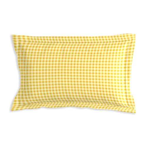 Image of MORADO Glace Cotton Flat Bedsheet for Single Bed with Zipper Pillow Cover, Soft Breathable Comfortable Bedding Sheet for Bedroom Home Hotel Use 60x90 Inches,Yellow Floral,Green Check,Yellow Check