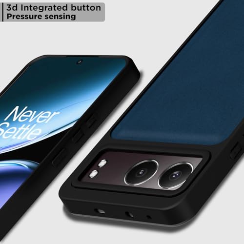 Image of Pikkme Back Cover for OnePlus Nord 4 5G | PU Leather, Full Camera Protection, Super Soft-Touch & Raised Edges Bumper Case (Blue)