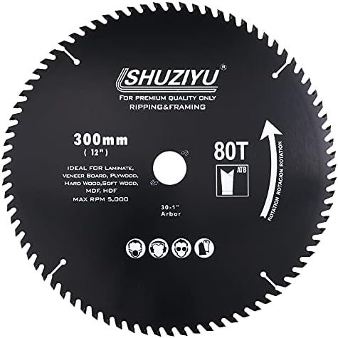 LSHUZIYU 185mm 80T, Arbo 30mm with 25.4-20-15.88mm Washer. For Laminate, Veneer Board, Plywood, Hard wood, MDF and HDF Cutting