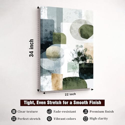 Image of Abstract Landscape Stretched Canvas Painting For Living Room | Malticolor Harmony Stretched Canvas Wall Art For Livingroom Home Decor, Bedroom, Hallway's, Office, Hotel - 56x86 cm