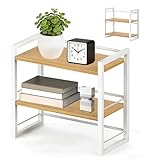 CAAGGMM Schreibtisch Regal Organizer Holz, 40 x 20 x 37 cm Doppeldecker Schreibtischregal, Tischregal Schreibtisch, für Schreibtischm, Alltagsgegenstände, Gewürze, Tassen, Weiß