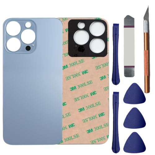 Vitre arrière de rechange pour iPhone 13 Pro Max bleu avec kit outils