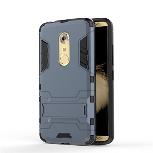 Bllosem ZTE Axon 7 Case Hybrid Dual Layer PC+TPU Full Body Shock Resistant Armour with Kickstand Function Case for ZTE Axon 7 Black Blue