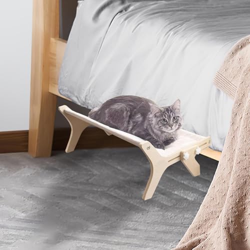 Hamaca de madera para ventana de gato con funda reversible para mascotas 6