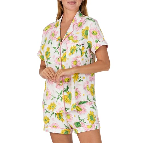 Image of kate spade new york Short Sleeve Brushed Jersey Notch Boxer Pajama Set