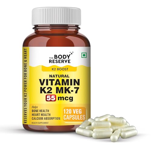 Image of The Body Reserve Vitamin K2 MK7 55 mcg - Highly Bioavailable Menaquinone-7 | Better Calcium Utilization for Strong Bones & Heart Health | Activates Osteocalcin & Matrix GLA Protein | 120 Vegetarian Capsules