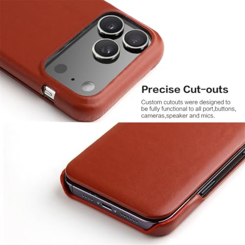 Étui en cuir véritable pour iPhone 17 Pro noir rétro et ultra fin - 7