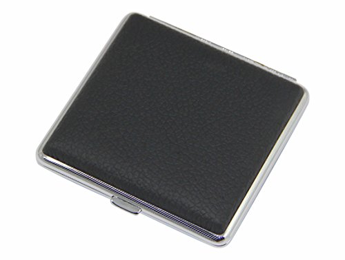 Preisvergleich Produktbild ATTUY Zigarettenetui Luxus Stuttgart für 20 Zigaretten, Leder, Silber-schwarz