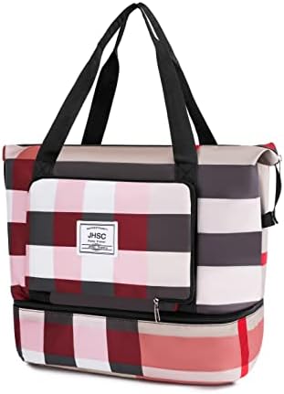 JHSC New Foldable Travel Duffel Bag,Large Capacity Shoulder Bag or Tote Bag,Yoga Bag,Gym Bag,for Sports,Camping,Yoga, Khaki, Foldable Large capacity