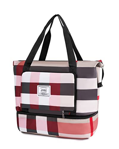 Jhsc New Foldable Travel Duffel Bag,Large Capacity Shoulder Bag Or Tote Bag,Yoga Bag,Gym Bag,For Sports,Camping,Yoga, Khaki, Foldable Large Capacity #TOP1