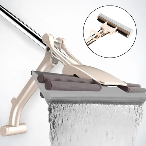 Image of Premium PVA Sponge Mop with Self-Wringing Roller - Super Absorbent, Quick Dry, Extendable Handle, Multi-Surface Floor Cleaner for Kitchen, Bathroom, Hardwood, Tile & Laminate Floors