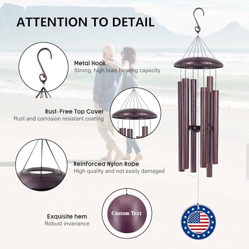 Image of Personalized Wind Chimes for Memorial Retire, Deep Tone 30 inch /36 inch /45 inch Wind Chime Custom Gifts for Soldiers Police Officers, Memory Day Gift for Dad Mom Garden Decorate