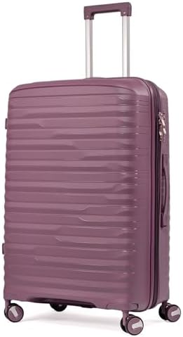 Mala De Viagem Média 23Kg Expansível Polipropileno Rodas Duplas 360 Fibra Rígida Leve Resistente Para Despachar (ROXO, médio)