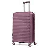 Mala De Viagem Média 23Kg Polipropileno 4 Rodas Duplas 360 Fibra Rígida Tamanho M Leve Resistente Para Despachar (ROXO, médio)