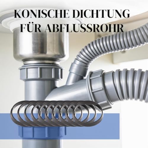 RowGlow 10pcs dichtung siphon Abfluss waschbecken Küchenspüle für Abfluss DN40 40 mm G1½ Zoll 43x38x2mm Dichtungsset siphon Dichtungen für Spülbeckenabfluss Keildichtungen (40mm 10pcs)
