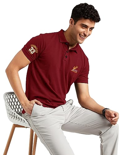 Image of EYEBOGLER Regular Fit Mens Polo Neck Half Sleeve Soild Casual Tshirt