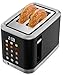 MAGNAVOX HOME, 2 Slice Smart Toaster, Touchscreen, Wide Slot for Bread, English Muffins, Croissants, and Bagels, 5 Adjustable Toast Settings, Cancel and Defrost, 6 Bread Types & Shade Settings