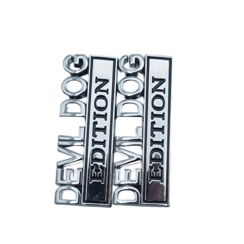 Image of Pair Set Devil Dog Edition Bumper Letters 3D Decal Emblems Badge Replacement for Universal Car, Truck, Rv, Boat (Silver Black)