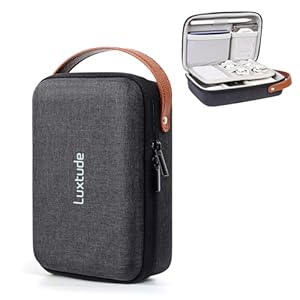 Luxtude Hard Cable Organiser Bag, Electronic Travel Case, Portable Tech Accessories Case for Charger/Mouse/Cash/Card/Apple Pen