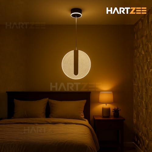Image of Haloid LED Pendant Lamp | Modern Acrylic Chandelier Hanging Ceiling Light for Bedroom, Living Room, Dining Room, Cafe & Office | 3000K Warm White Decorative Indoor Lighting (1 Pack)