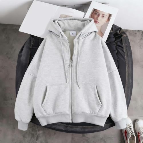 Générique Veste Polaire Unisexe Grande Taille Manteau Chaud Capuche Pratique Conception Légère Style Décontracté Superposition Facile Poches Pratiques Ville Voyage Grey 4TG – vue 2
