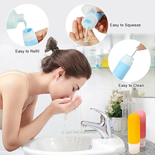 Shintop Travel Bottles for Toiletries, 3oz TSA Approved Travel Size Bottles Leak Proof Silicone Travel Containers BPA Free Refillable Squeeze Bottles For Shampoo Conditioner Liquid Lotion