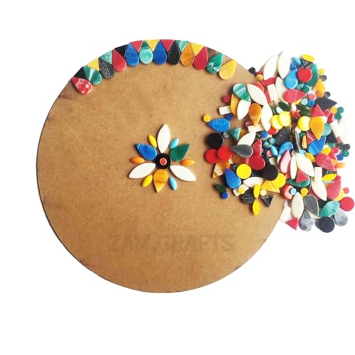 Image of Resin Mosaic Tiles 250 Pcs Multi Color Cathedral Mosaic Tiles 5 Colors 5 Shapes for Arts & Crafts Decoration DIY Projects Eco-Friendly